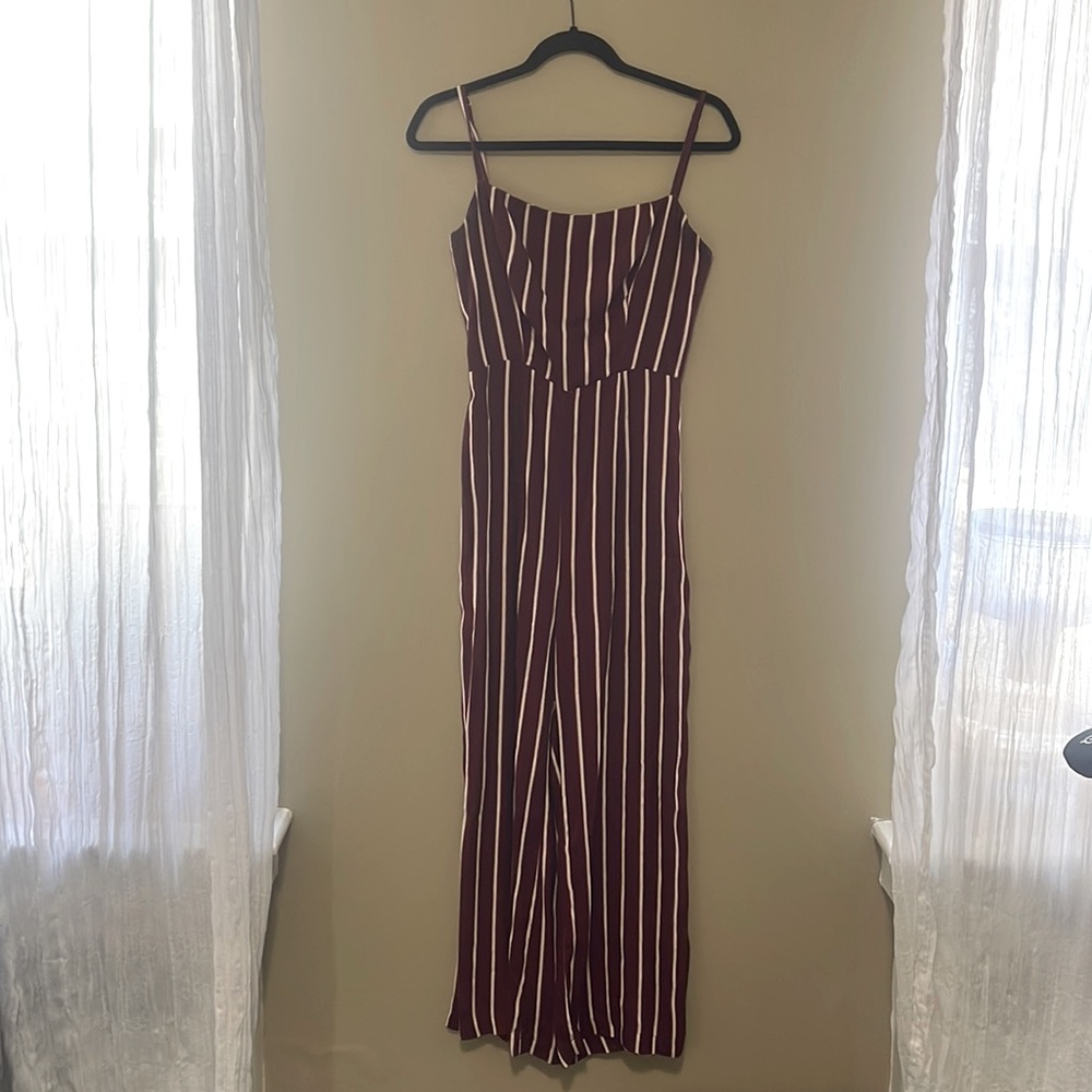 RARE reformation striped jumpsuit